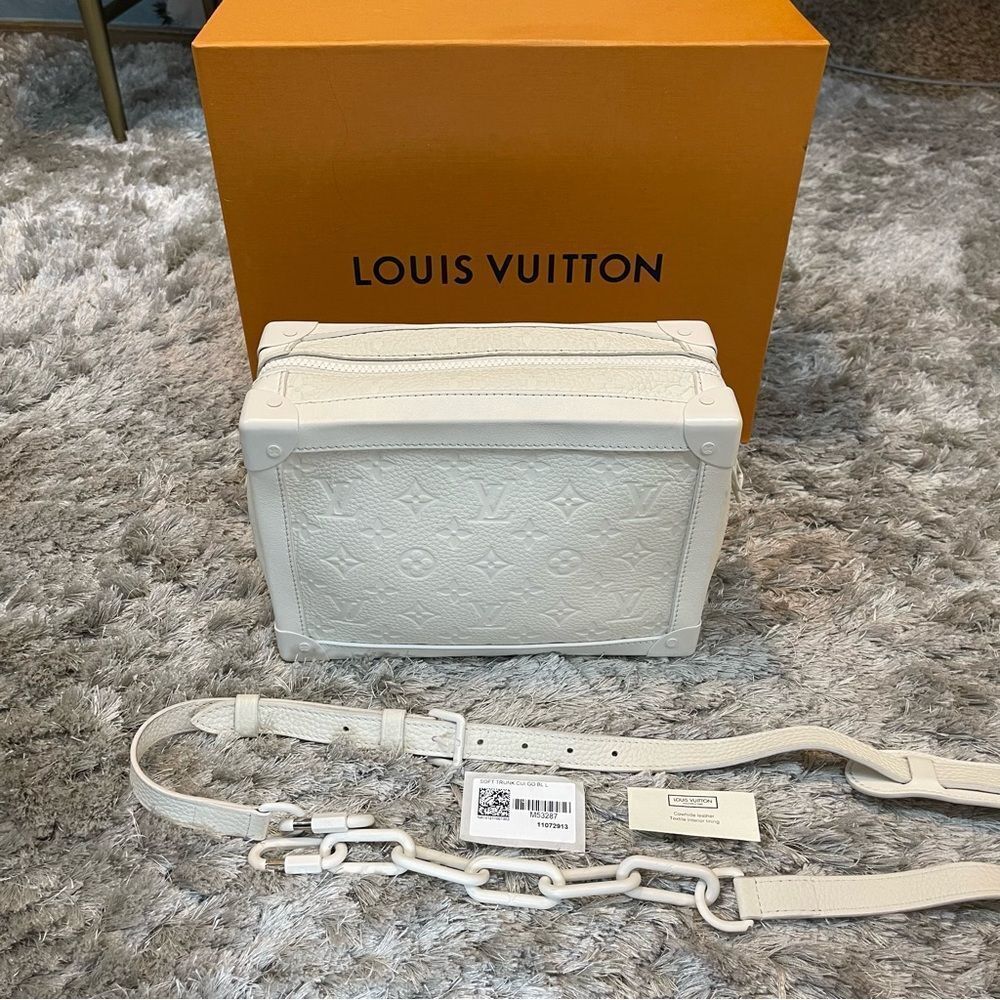 Louis Vuitton Virgil Abloh Crossbody Matte White Soft Trunk w/ Chain M53287 SS19 - Picture 11 of 15
